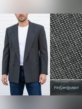 YSL Men’s 44R Vintage Double Breasted Wool Yves Saint Laurent 90s Blazer Jacket